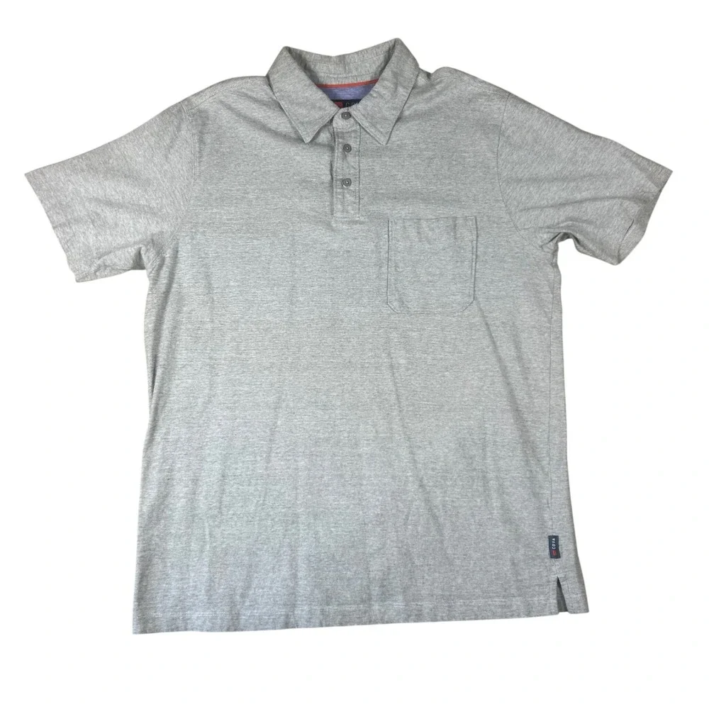 COVA Mens XL Gray Cotton Short Sleeve Pocket Polo‎ Shirt Heathered Casual